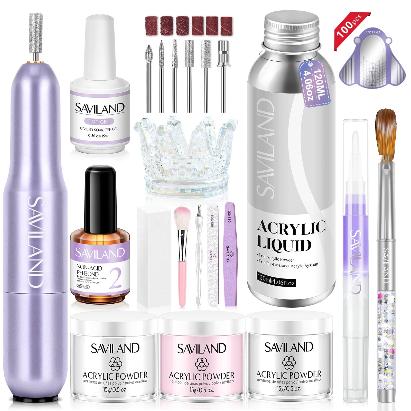 SAVILAND acrylic nail kit drill for precise removal and shaping