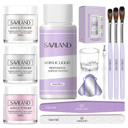 SAVILAND acrylic nail kit starter set — complete DIY home manicure solution.