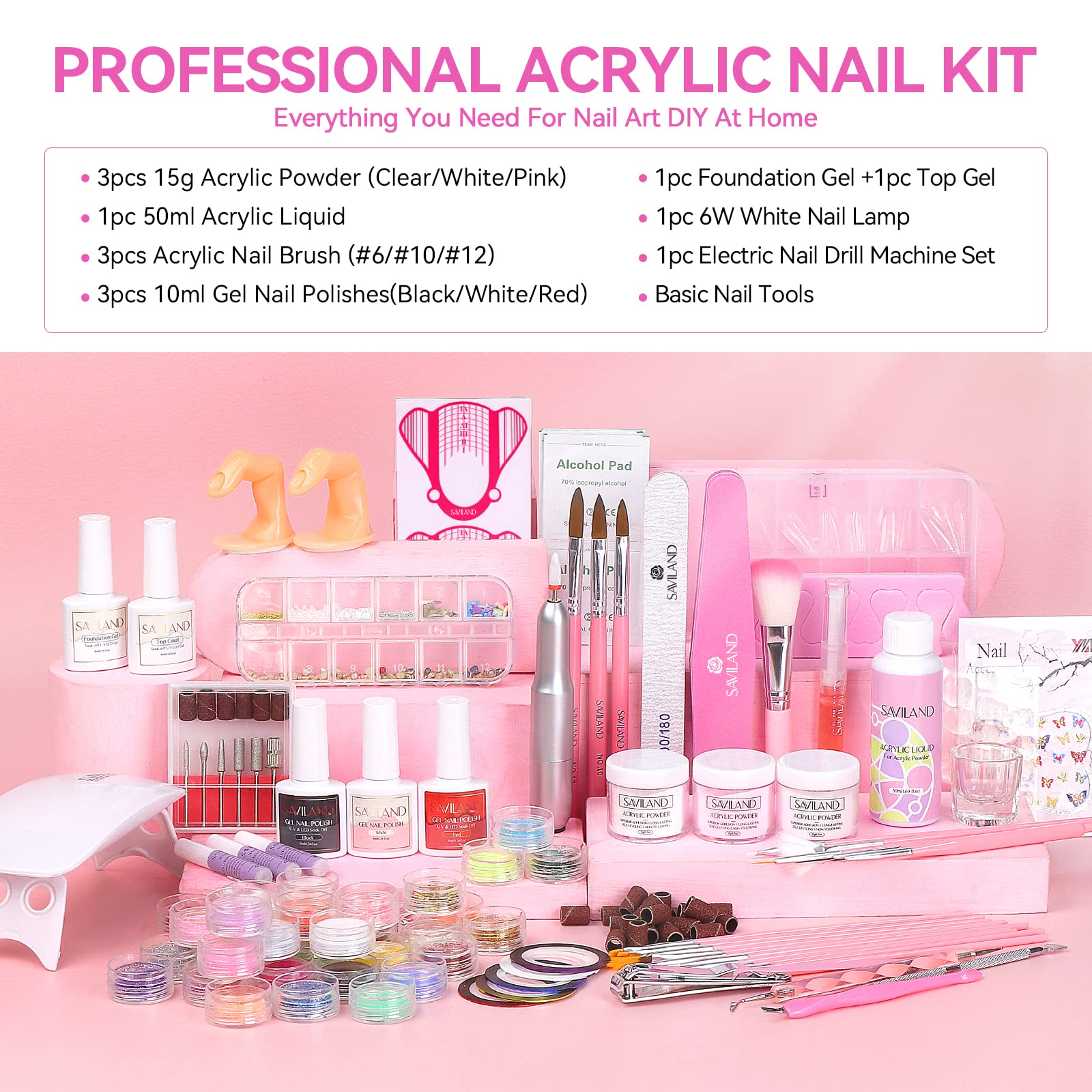 SAVILAND clear acrylic powder for natural-looking overlays