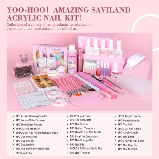 SAVILAND acrylic powders in multiple shades ready for durable nails and quick sets