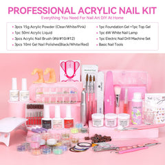 SAVILAND acrylic powder trio in pink clear white for versatile nail art