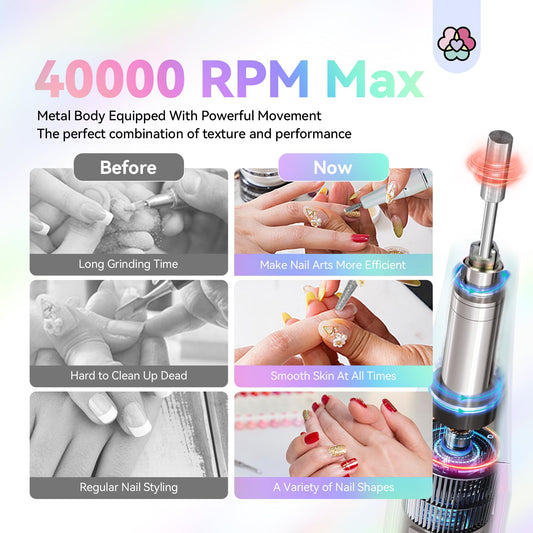 SAVILAND nail drill with 6000mAh battery for extended mobility during sessions.