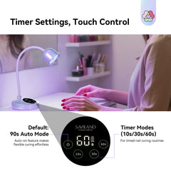 SAVILAND lamp offers 3 timer settings plus auto sense for controlled curing