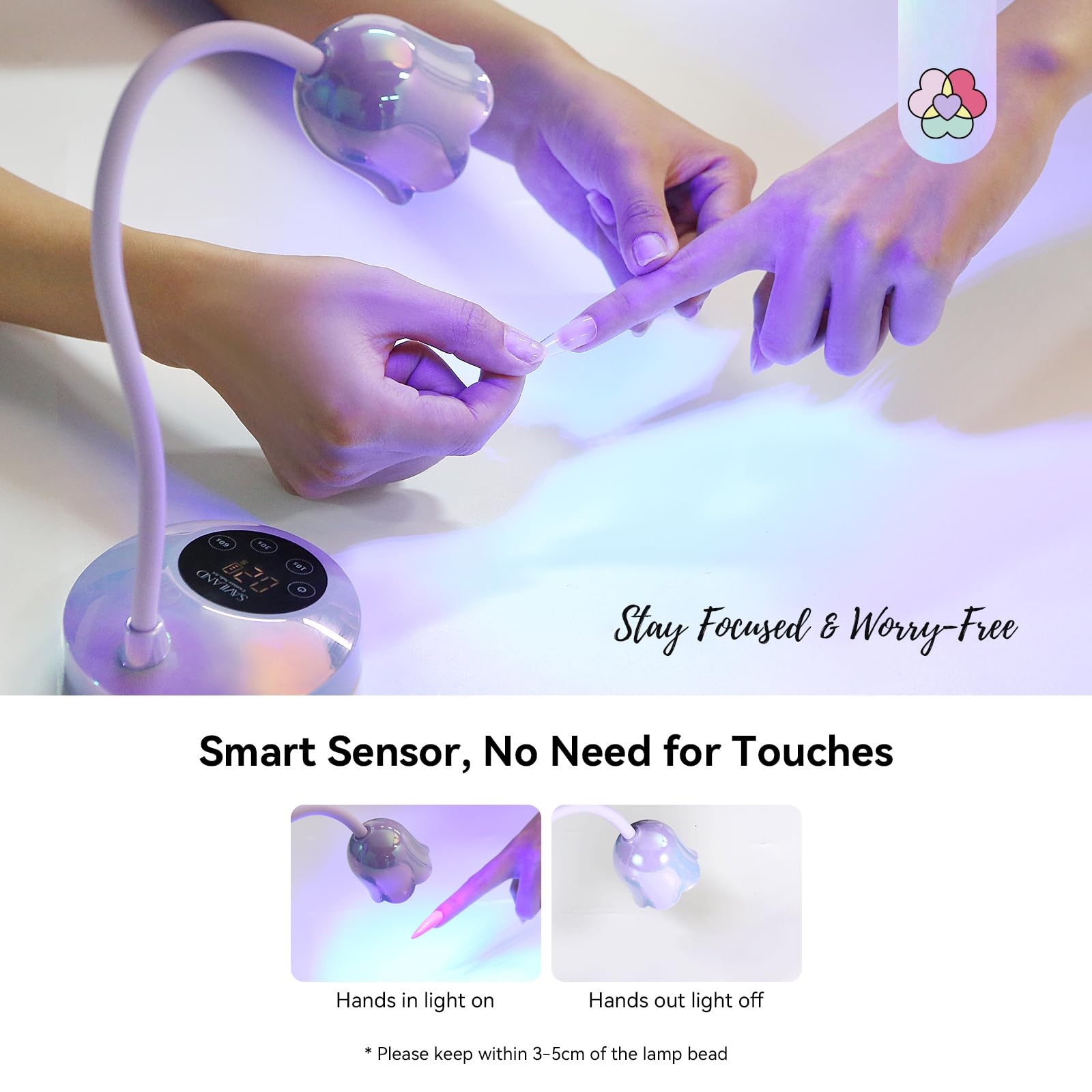 SAVILAND Advanced 30W UV Nail Lamp shows battery level for cordless use up to six hours