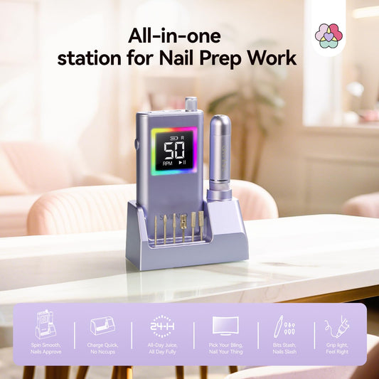 SAVILAND nail drill with charging base providing cordless convenience and storage.
