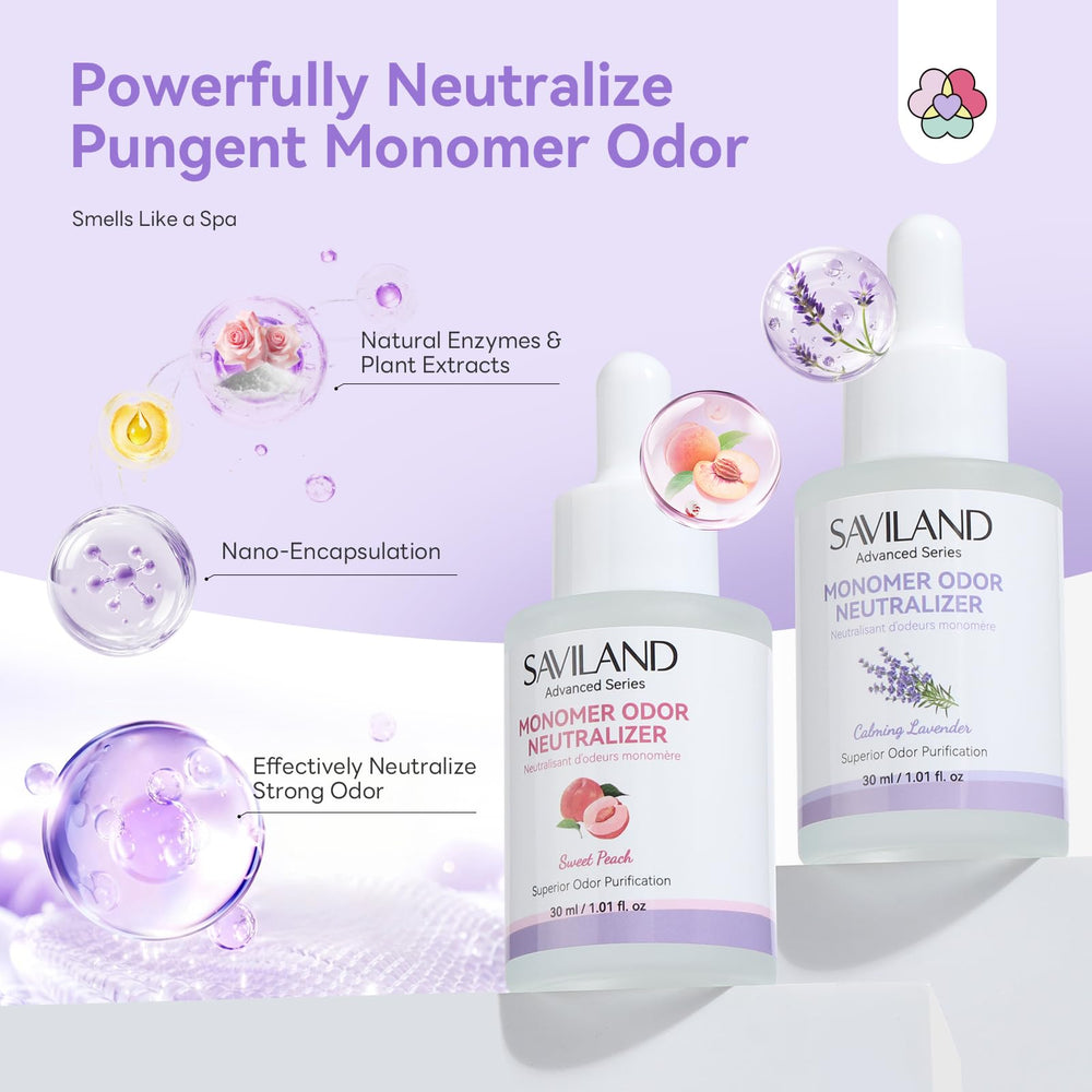 SAVILAND Monomer Drops in use during a nail session to refresh air