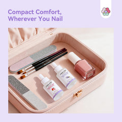 Home DIY nail setup featuring SAVILAND Monomer Drops for fragrance and focus