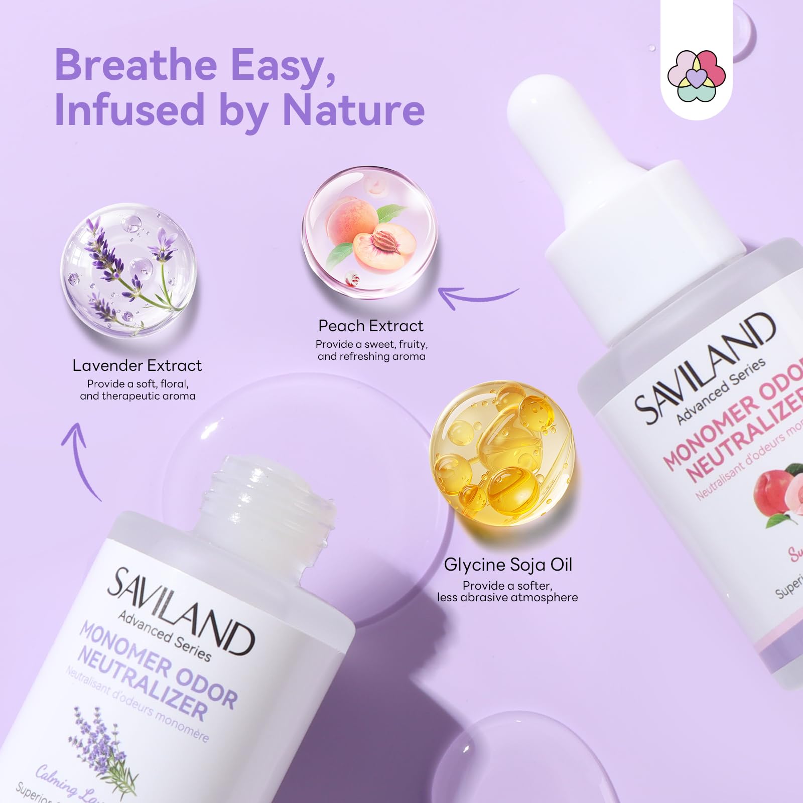 SAVILAND Drops diffuse peach and lavender scent to soften the workspace