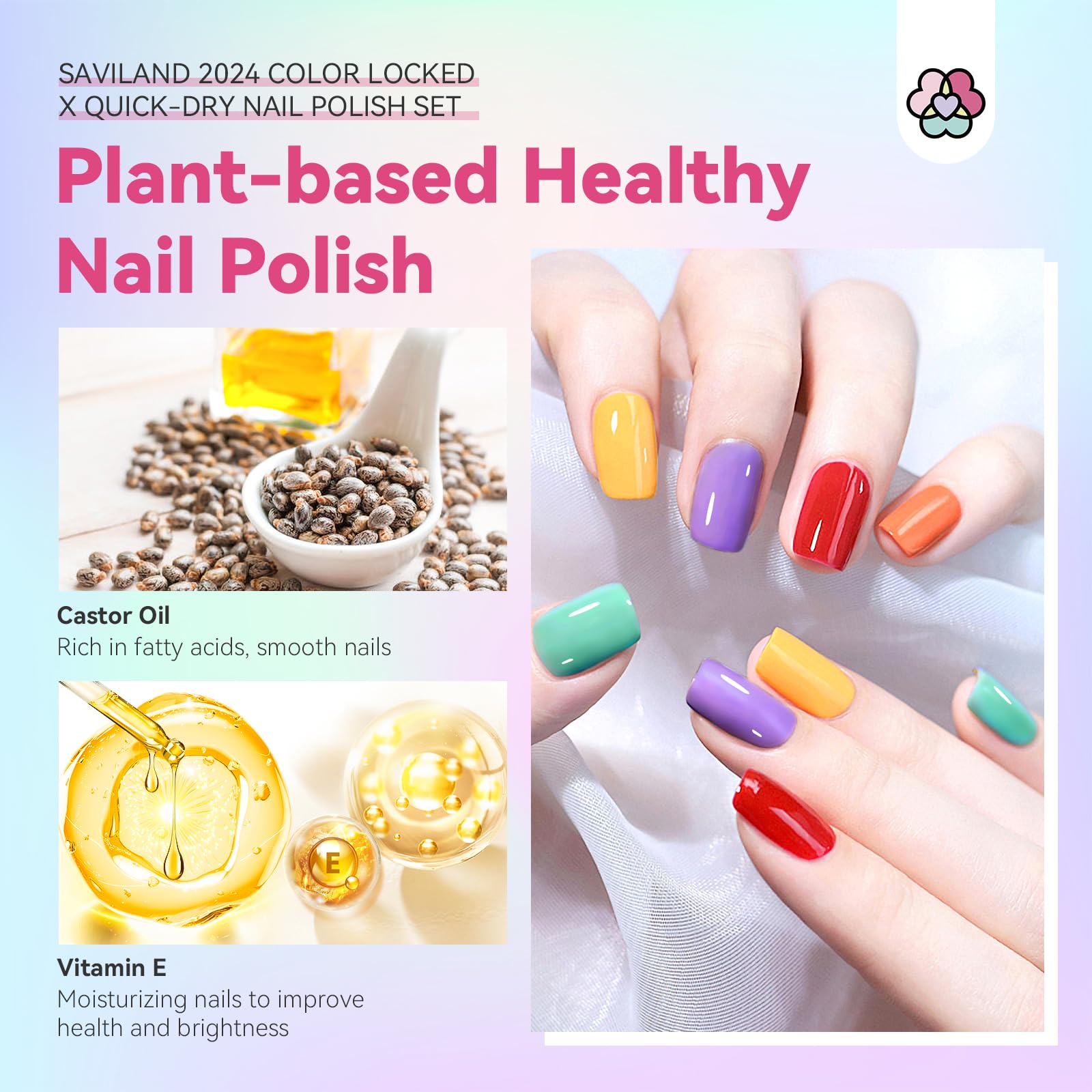 SAVILAND air-dry formula enables fast, lamp-free manicures on the go.