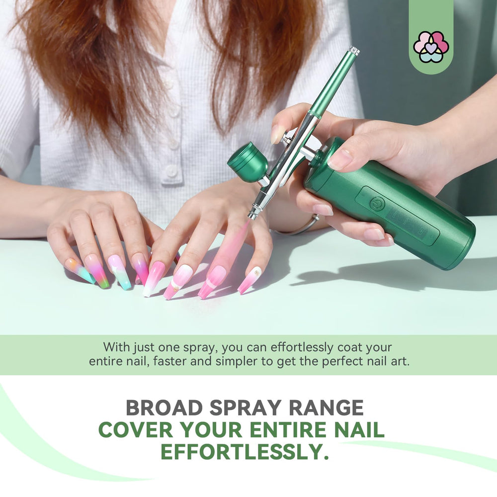 SAVILAND nail airbrush kit with plastic cup keeps portions neatly contained.