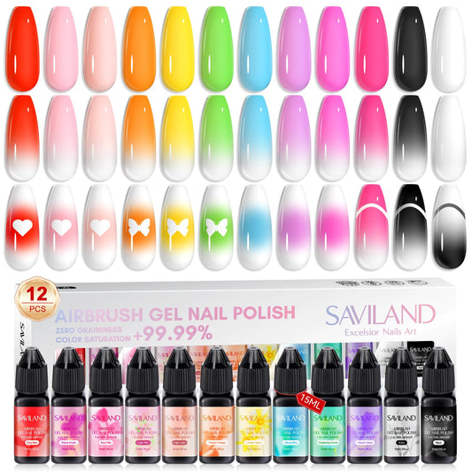 SAVILAND 12 vitality colors palette for vibrant airbrush nail art