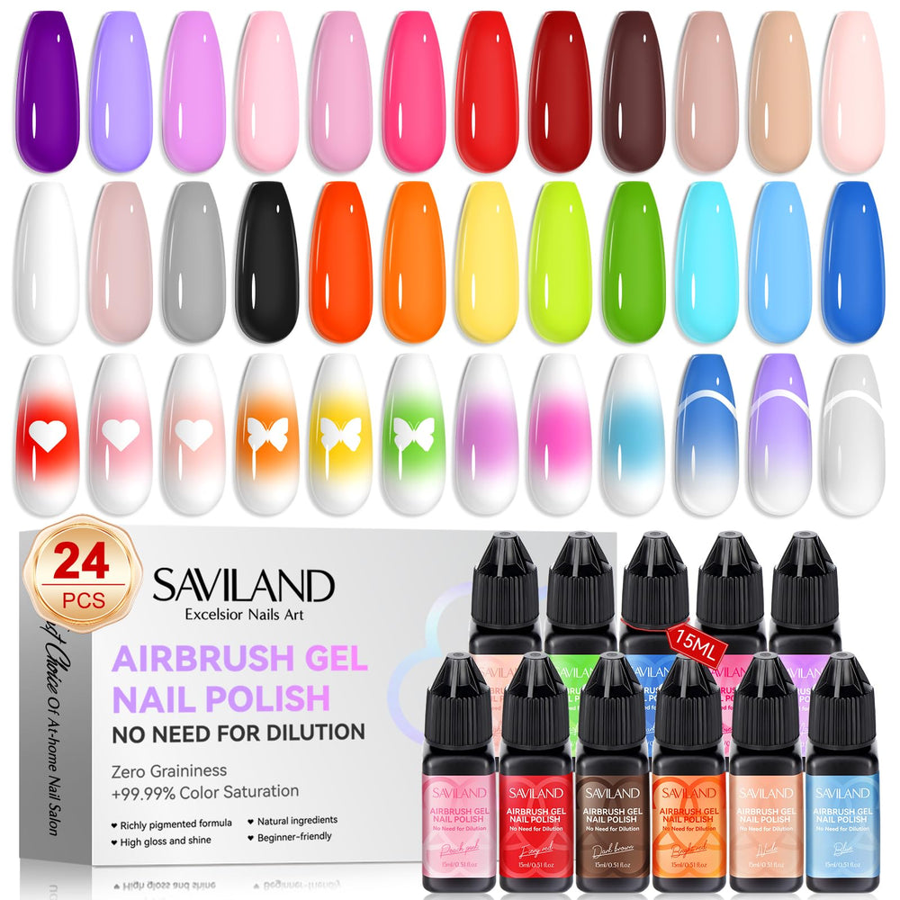 SAVILAND airbrush gel nail polish bottle cap close-up for vibrant gradients