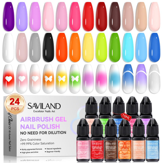 SAVILAND airbrush gel nail polish bottle cap close-up for vibrant gradients