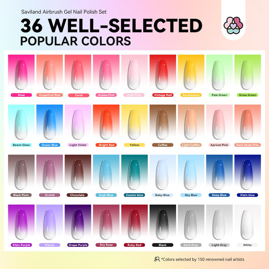 SAVILAND airbrush gel nail polish spray demonstrates easy no-dilution, smooth gradients