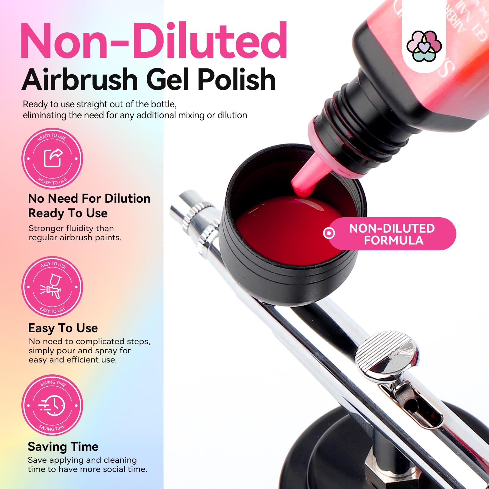 SAVILAND gel polish flows smoothly for even airbrush coverage