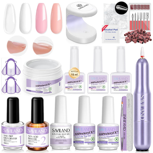 SAVILAND builder gel kit contents shown for at home salon grade manicures with durable results.