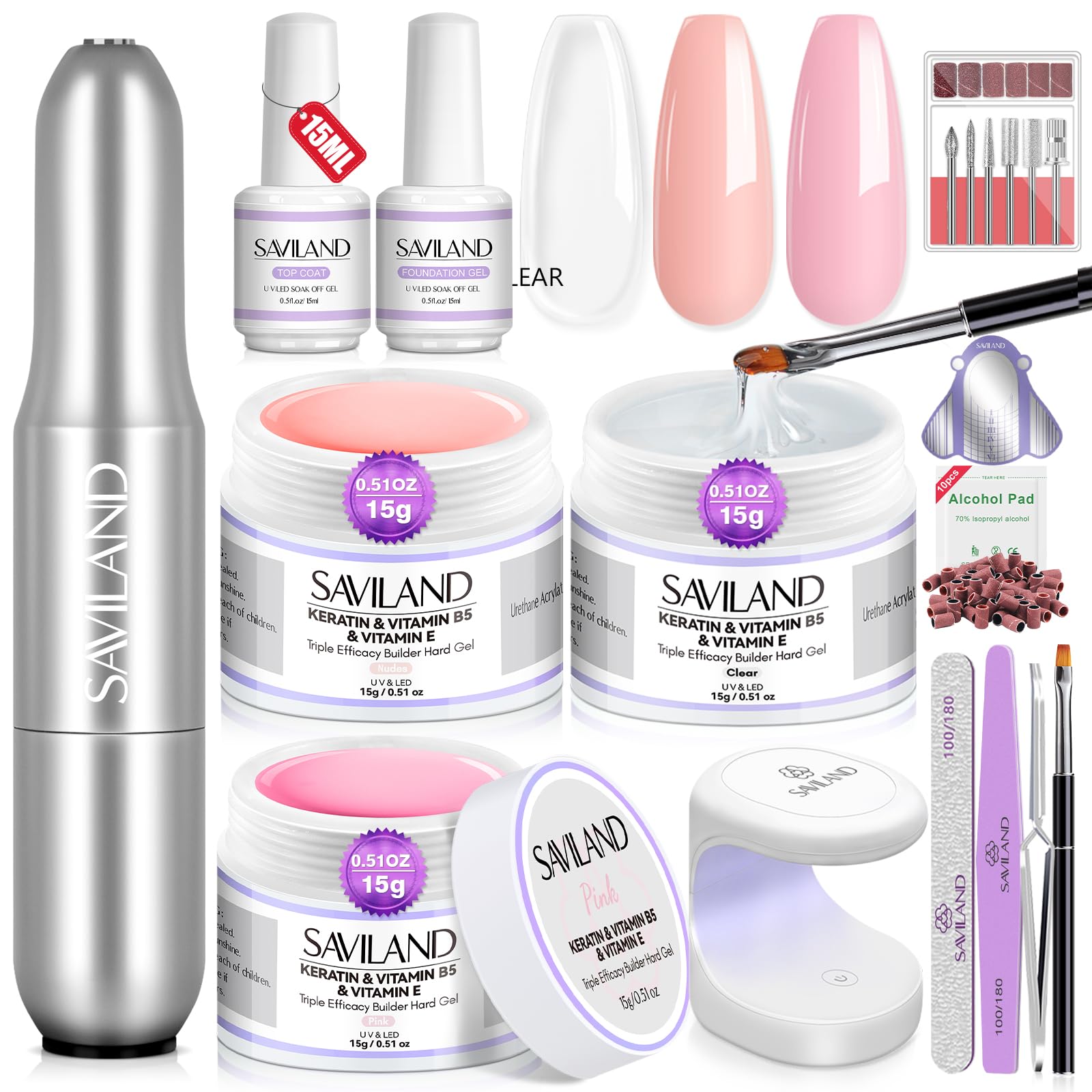 SAVILAND Builder Nail Gel Set front view for at home nail art with complete tools