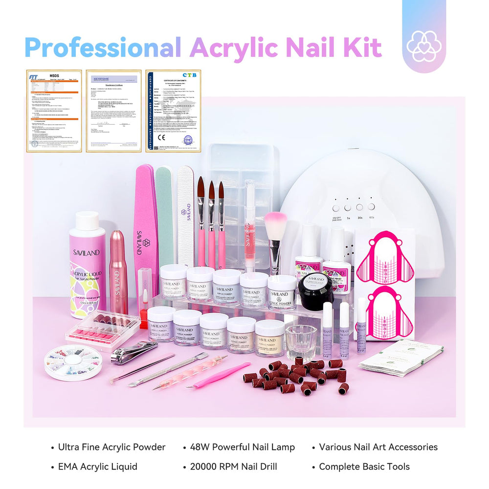 Saviland complete tools kit including forms, files, buffers and cuticle pushers.