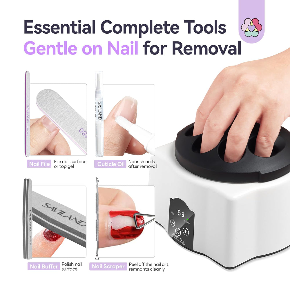 SAVILAND Cuticle oil included for hydration after removal.