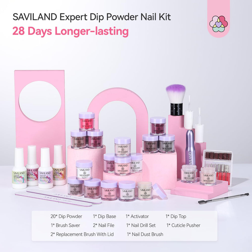 SAVILAND cuticle pusher and nail dust brush for prep and cleanup.