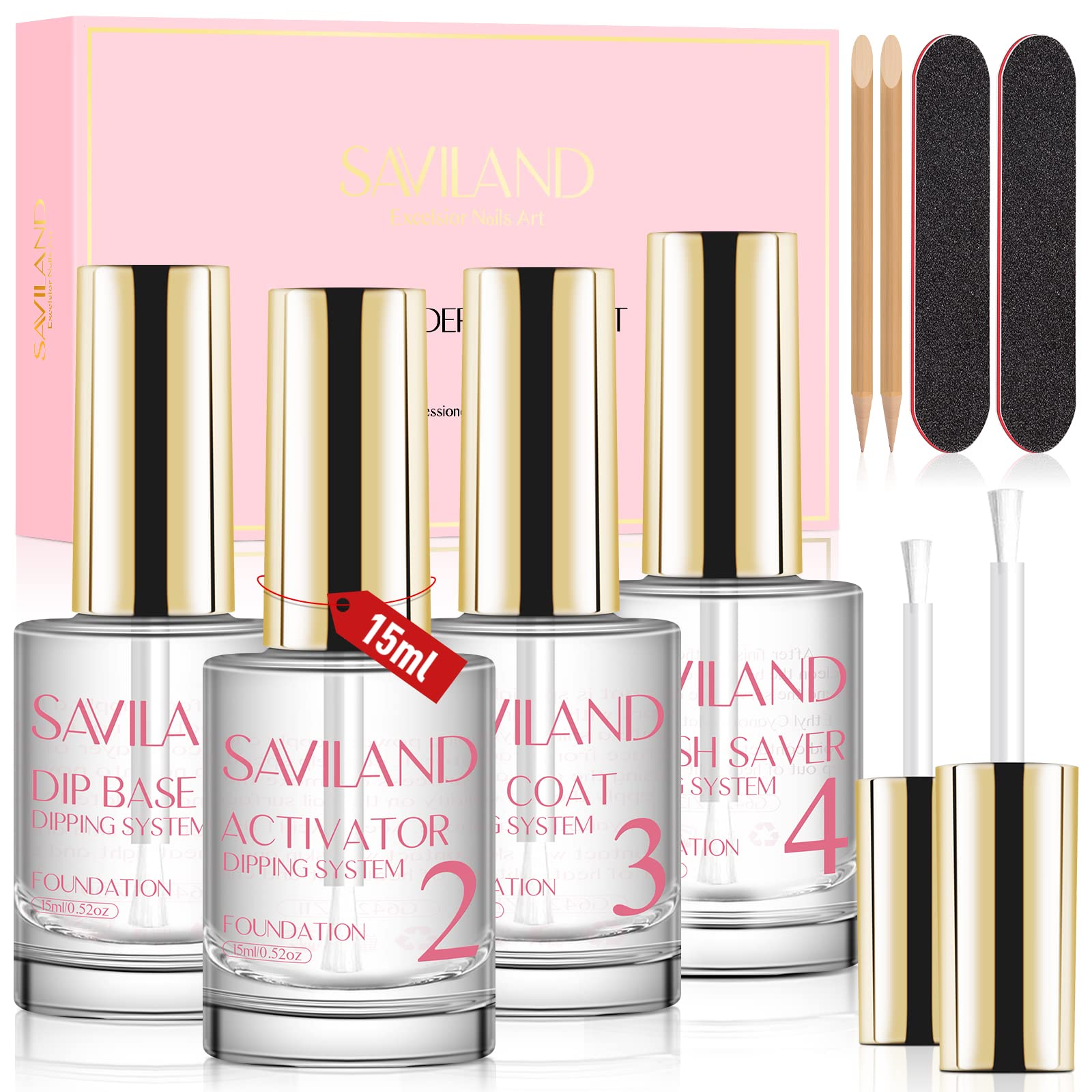 SAVILAND dip powder liquid set box front for easy home manicure inspiration