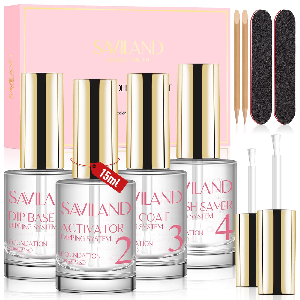 SAVILAND dip powder liquid set box front for easy home manicure inspiration