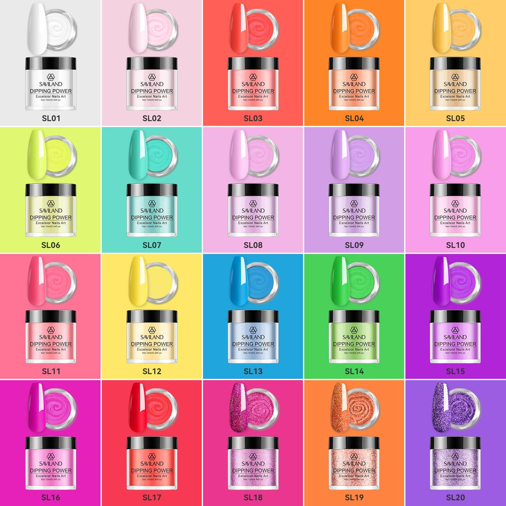 SAVILAND dip powder color range for versatile nail designs.