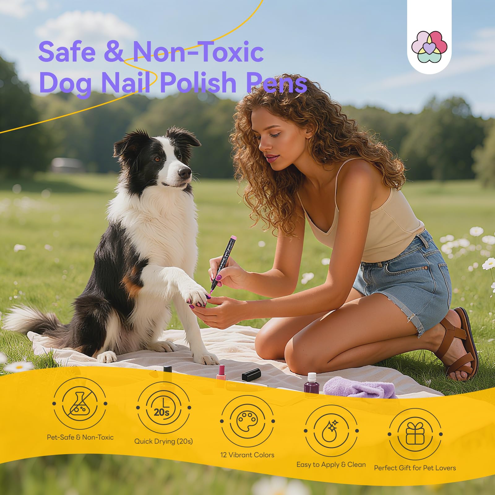 SAVILAND dog nail polish pens brush-tip close-up for precise, mess-free application.