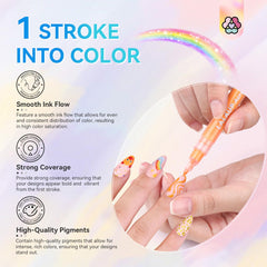 Easy-to-use pens flow smoothly for effortless nail art with minimal shaking