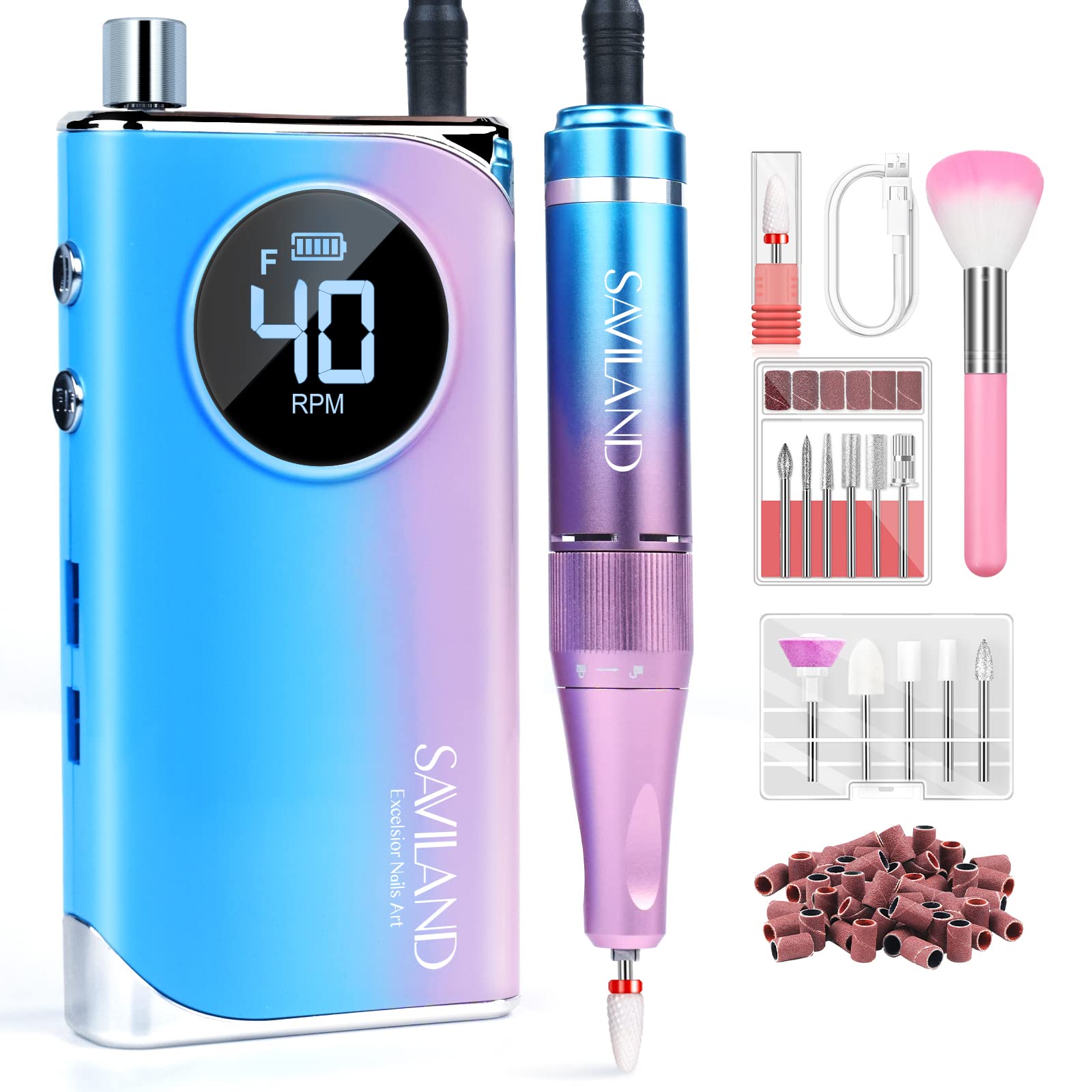 SAVILAND electric nail drill front view for efficient shaping and polishing.