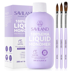 SAVILAND EMA monomer bottle 200ml close-up showing sturdy packaging and clear liquid