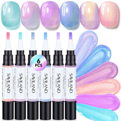 SAVILAND express one-step gel pen set with six shades shown for fast at-home manicures