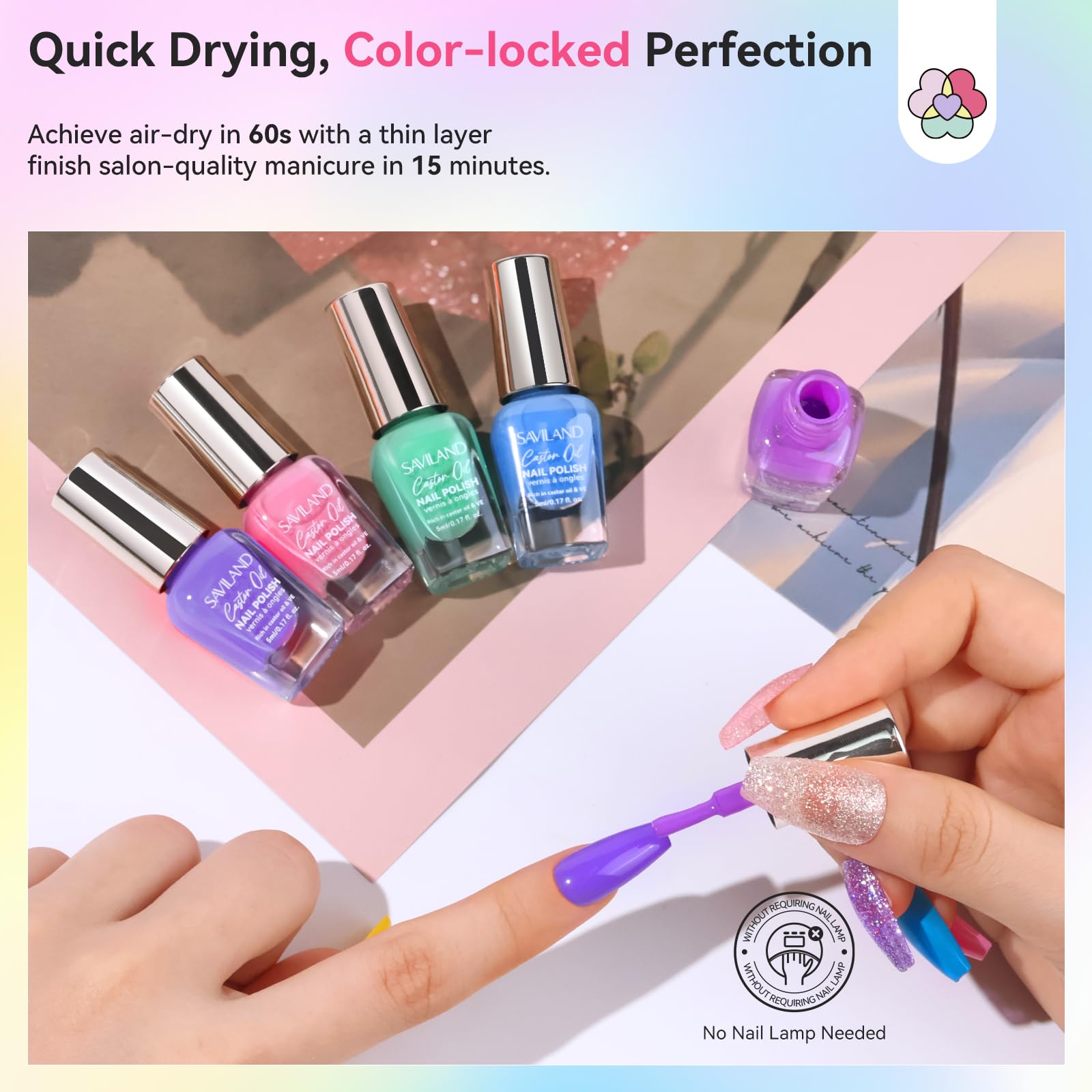 SAVILAND fast-drying polish for quick at-home manicures.