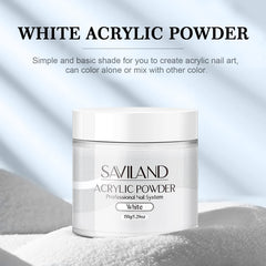 Saviland French manicure with white acrylic powder—clean look.