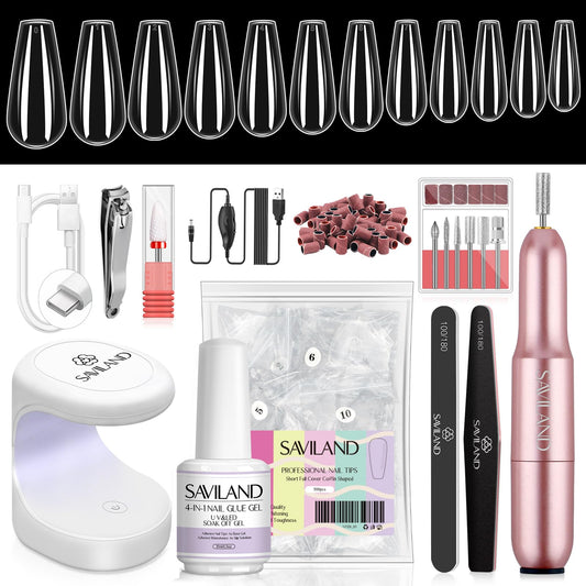 SAVILAND gel nail kit with 500 tips for quick at-home extensions