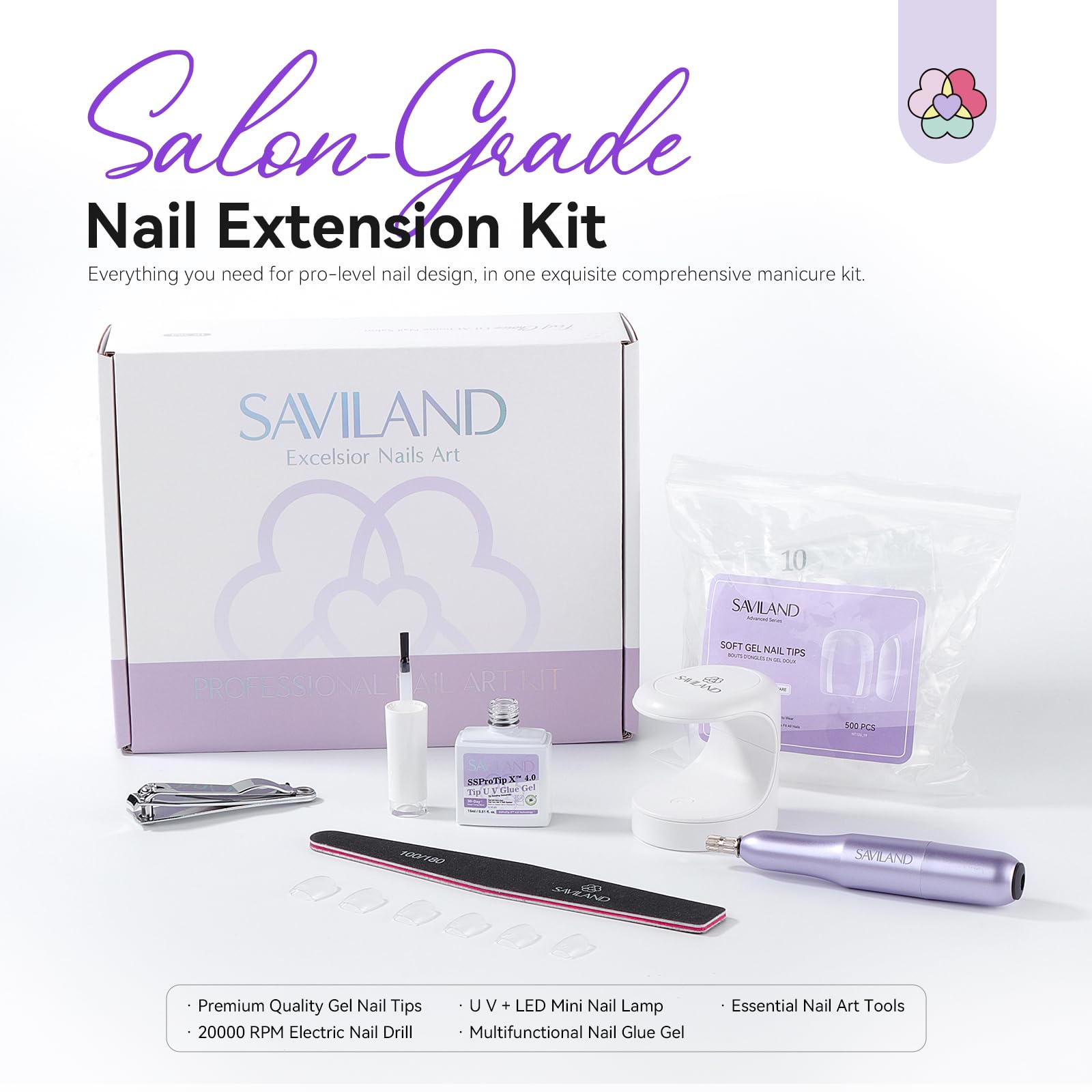 SAVILAND Gel Nail Kit nail file smoothing edges for a professional finish