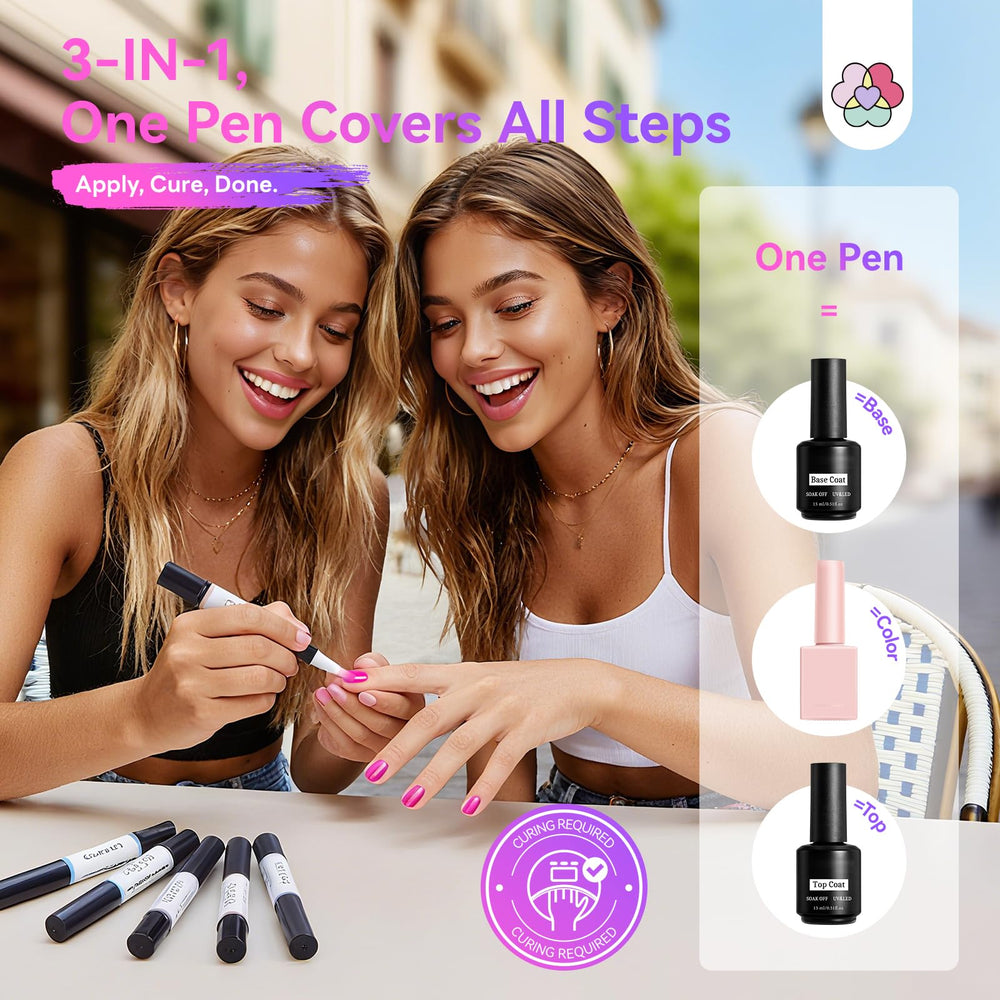 Applying SAVILAND gel pen on nails for smooth color finish