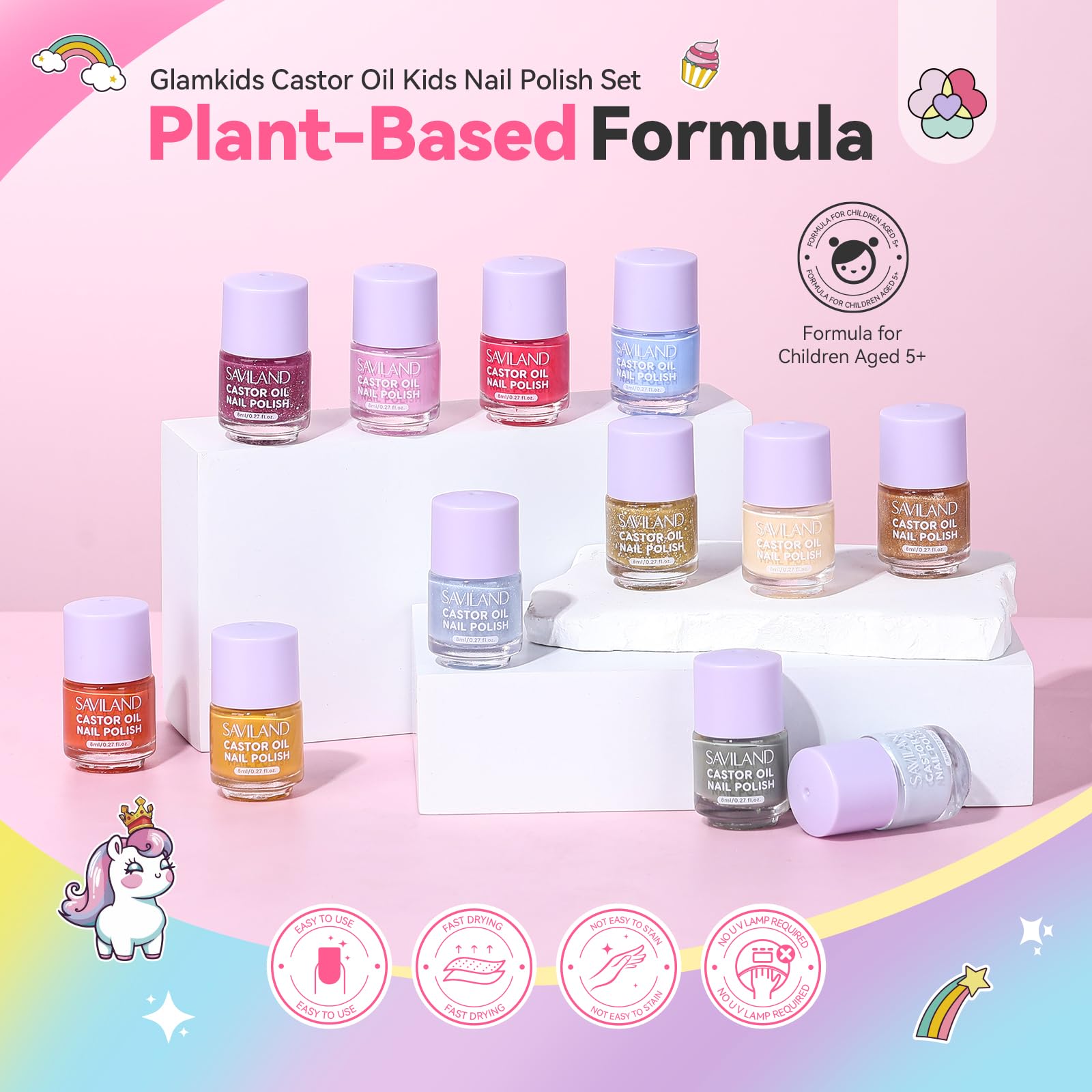 SAVILAND Glamkids color kit includes a sticker for playful decorating.