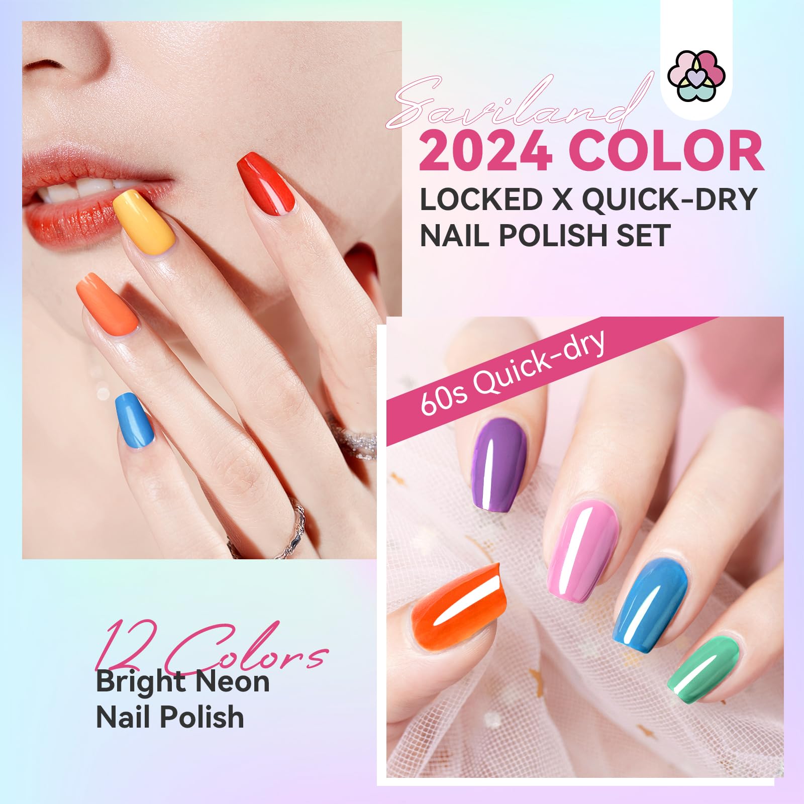 SAVILAND glossy and matte top coats extend wear and style options.