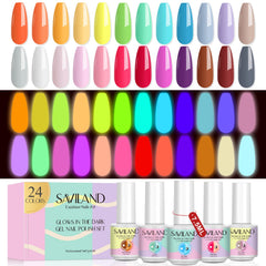 SAVILAND glow-in-the-dark gel polish set with bright colors for night-time looks