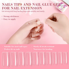 SAVILAND half cover tips paired with glue gel for natural-looking extensions