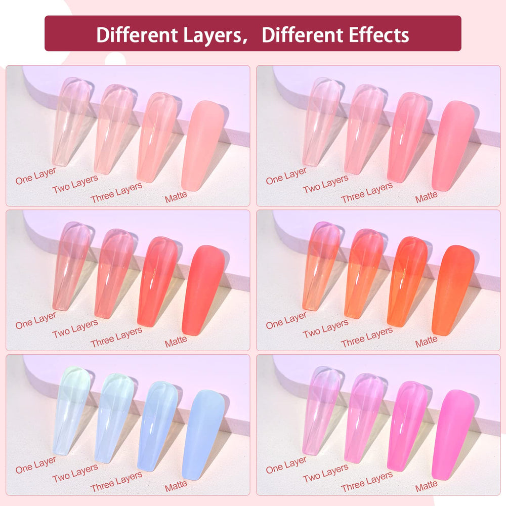 SAVILAND Jelly Gel Nail Polish Set color swatches for easy selection