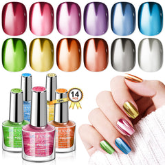 SAVILAND metallic nail polish quick dry bottle close-up with vivid chrome sheen