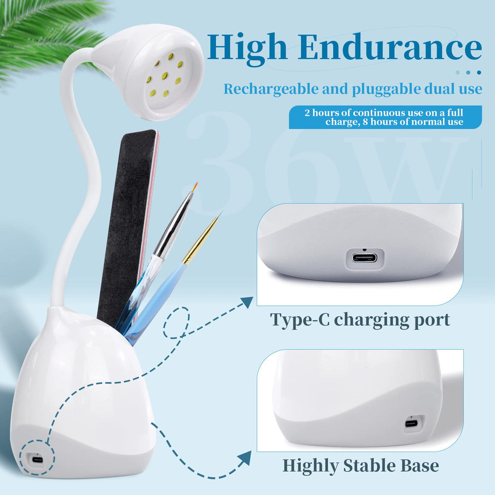 SAVILAND compact nail lamp with 360-degree rotation for precise light placement during nails.