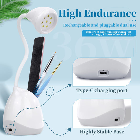 SAVILAND compact nail lamp with 360-degree rotation for precise light placement during nails.