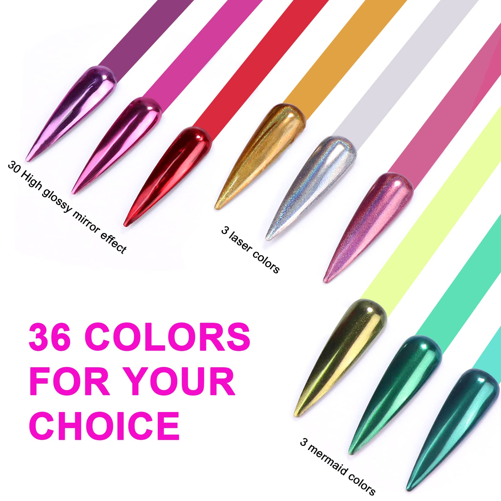 Saviland mirror finish chrome for a high-reflective nail look.