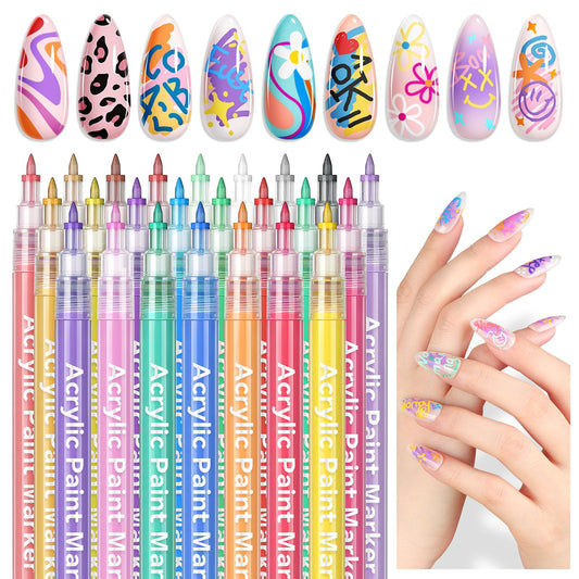 SAVILAND nail art pens swatches showing 24 colors for inspiration