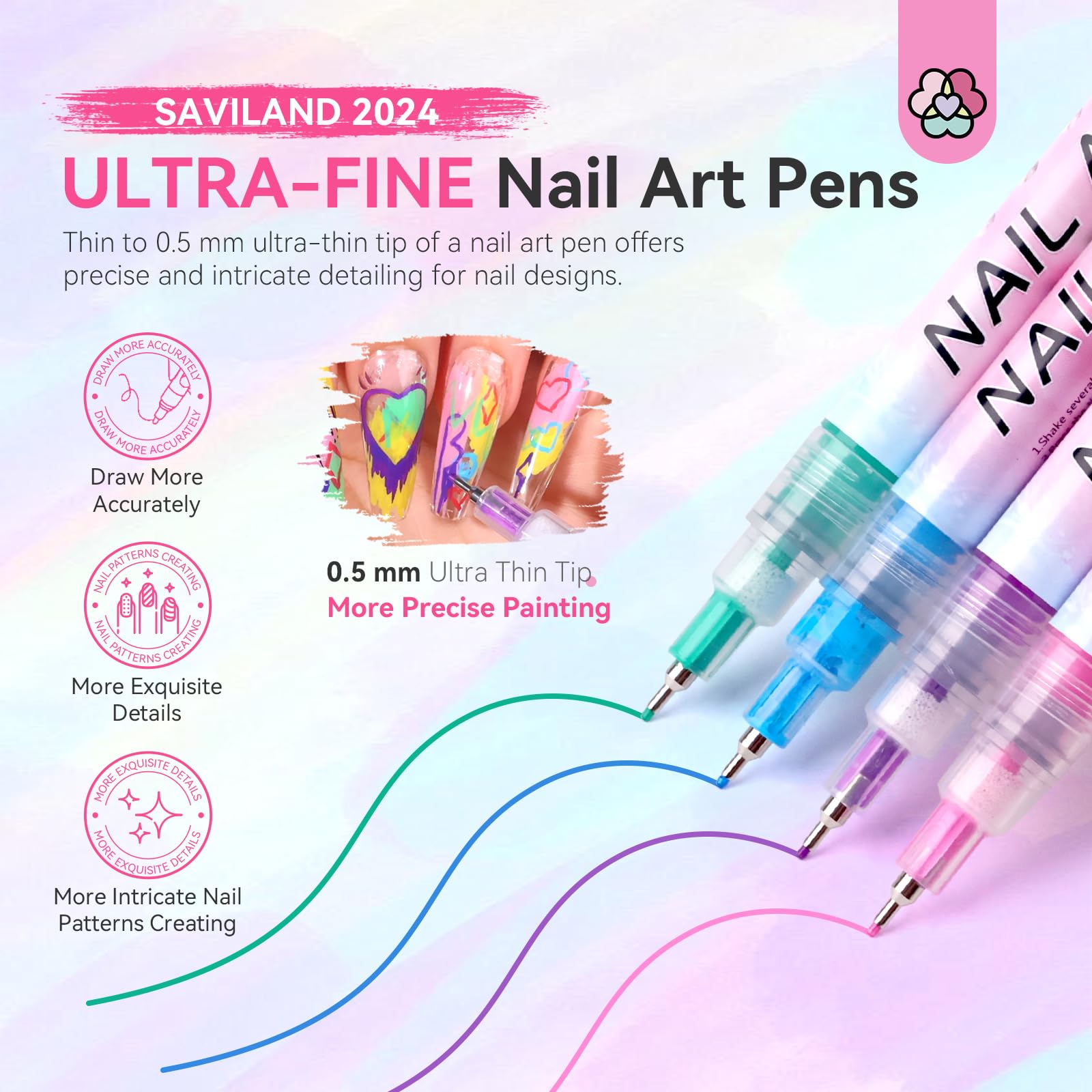 SAVILAND quick-dry ink speeds up at home nail art