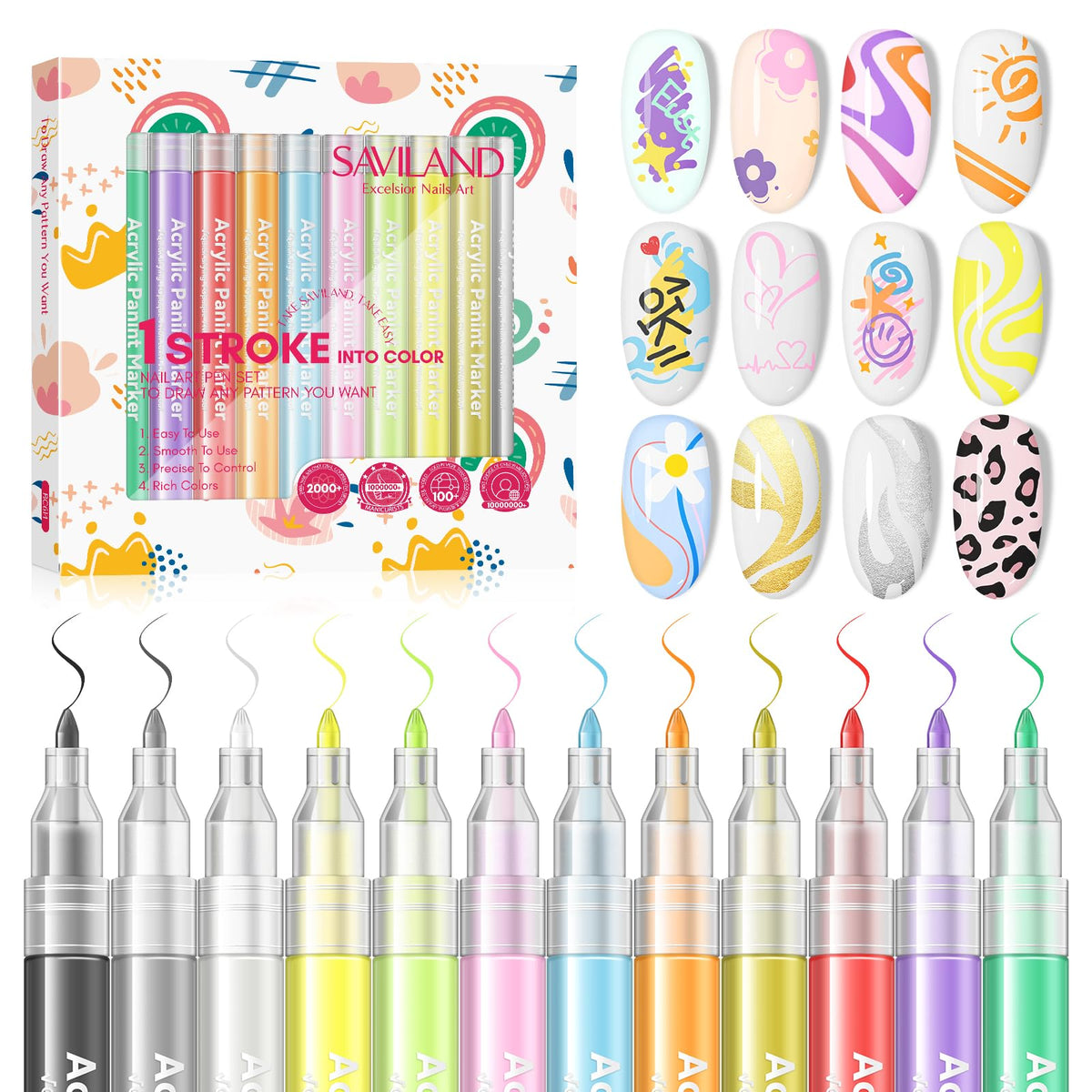 SAVILAND Nail Art Pens Set delivers precise 0.7mm tips for studio-quality lines at home