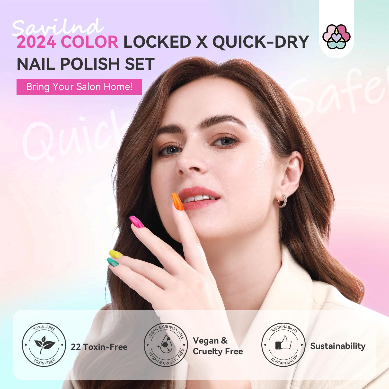 SAVILAND nail-care possibilities image shows nourishing finish for stronger nails with color.